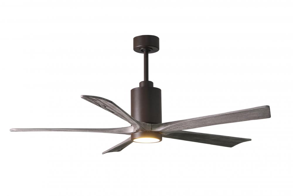 Patricia-5 five-blade ceiling fan in Textured Bronze finish with 60” solid barn wood tone blades