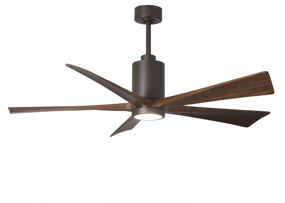 Patricia-5 five-blade ceiling fan in Textured Bronze finish with 60” solid walnut tone blades an