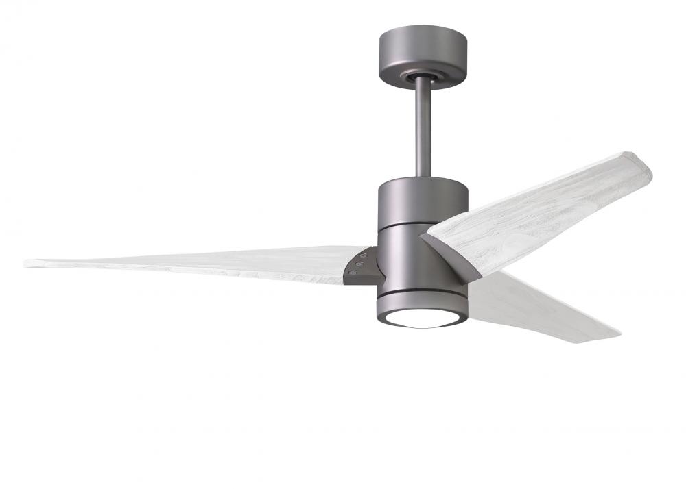 Super Janet three-blade ceiling fan in Brushed Nickel finish with 52” solid matte white wood bla