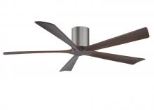 Matthews Fan Company IR5H-BP-WA-60 - Irene-5H five-blade flush mount paddle fan in Brushed Pewter finish with 60” solid walnut tone b