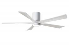Matthews Fan Company IR5HLK-WH-MWH-60 - IR5HLK five-blade flush mount paddle fan in Gloss White finish with 60” solid matte white wood b