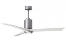 Matthews Fan Company PA3-BN-MWH-60 - Patricia-3 three-blade ceiling fan in Brushed Nickel finish with 60” solid matte white wood blad