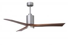 Matthews Fan Company PA3-BN-WA-60 - Patricia-3 three-blade ceiling fan in Brushed Nickel finish with 60” solid walnut tone blades an