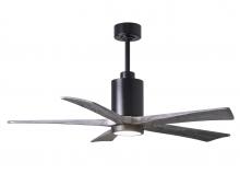 Matthews Fan Company PA5-BK-BW-52 - Patricia-5 five-blade ceiling fan in Matte Black finish with 52” solid barn wood tone blades and