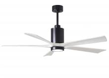 Matthews Fan Company PA5-BK-MWH-60 - Patricia-5 five-blade ceiling fan in Matte Black finish with 60” solid matte white wood blades a