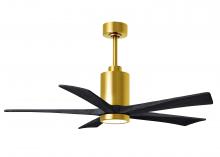 Matthews Fan Company PA5-BRBR-BK-52 - Patricia-5 five-blade ceiling fan in Brushed Brass finish with 52” solid matte black wood blades