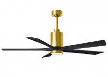 Matthews Fan Company PA5-BRBR-BK-60 - Patricia-5 five-blade ceiling fan in Brushed Brass finish with 60” solid matte black wood blades