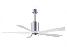 Matthews Fan Company PA5-CR-MWH-60 - Patricia-5 five-blade ceiling fan in Polished Chrome finish with 60” solid matte white wood blad