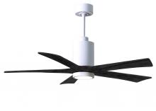 Matthews Fan Company PA5-WH-BK-52 - Patricia-5 five-blade ceiling fan in Gloss White finish with 52” solid matte black wood blades a