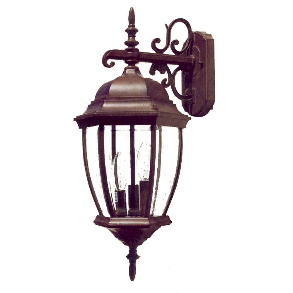 Wexford Collection Wall-Mount 3-Light Outdoor Burled Walnut Light Fixture