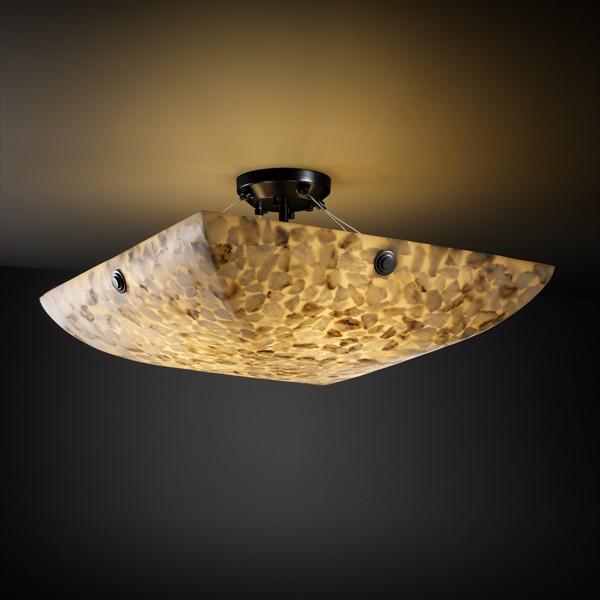 24" LED Semi-Flush Bowl w/ PAIR CYLINDRICAL FINIALS