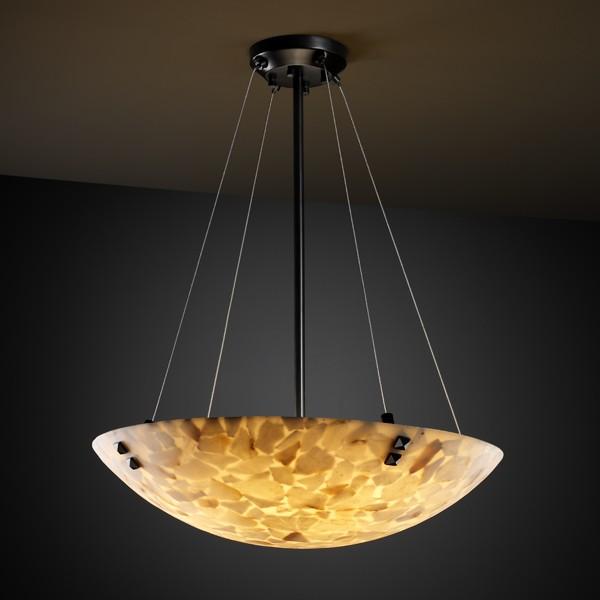 18" LED Pendant Bowl w/ PAIR SQUARE FINIALS