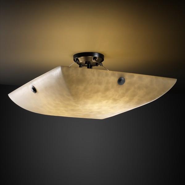 48" Semi-Flush Bowl w/ Pair Square Finials