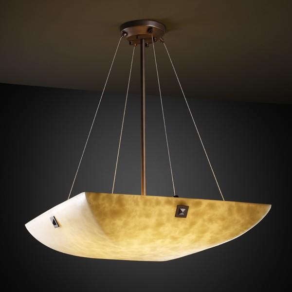 48" Pendant Bowl w/ CONCENTRIC SQUARES FINIALS