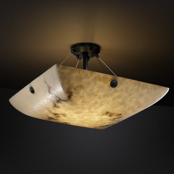 24" LED Semi-Flush Bowl w/ Pair Square w/ Points Finials