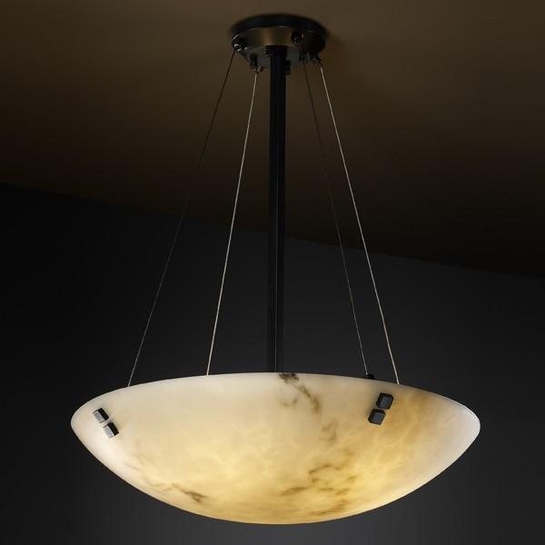 24" LED Pendant Bowl w/ Large Square w/ Point Finials