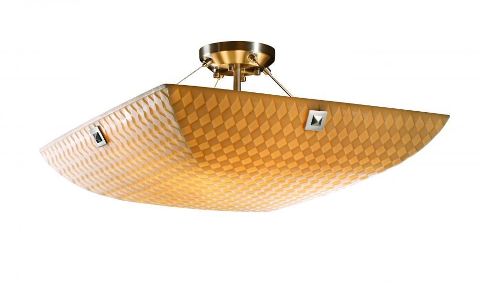 24" LED Semi-Flush Bowl w/ LARGE SQUARE W/ POINT FINIALS