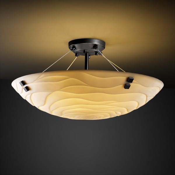 24" LED Semi-Flush Bowl w/ LARGE SQUARE W/ POINT FINIALS