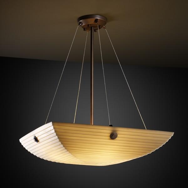 24" LED Pendant Bowl w/ PAIR CYLINDRICAL FINIALS