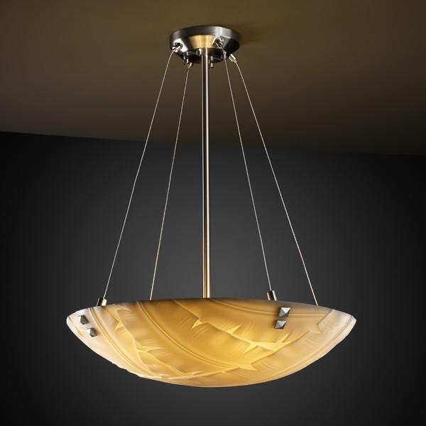 24" LED Pendant Bowl w/ PAIR SQUARE W/ POINTS FINIALS