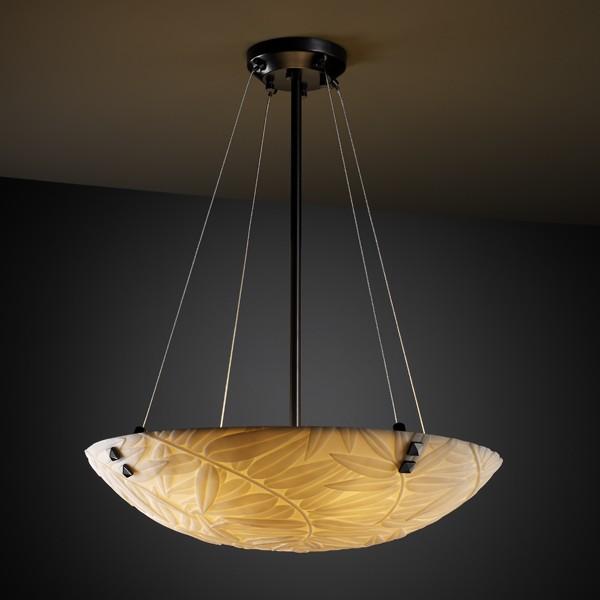 24" LED Pendant Bowl w/ CONCENTRIC SQUARES FINIALS