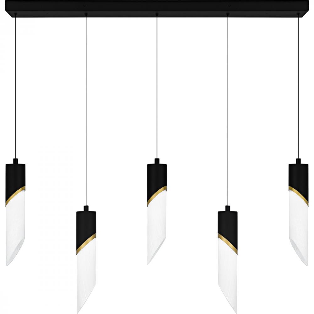 Alys 2-Light Matte Black Linear Chandelier