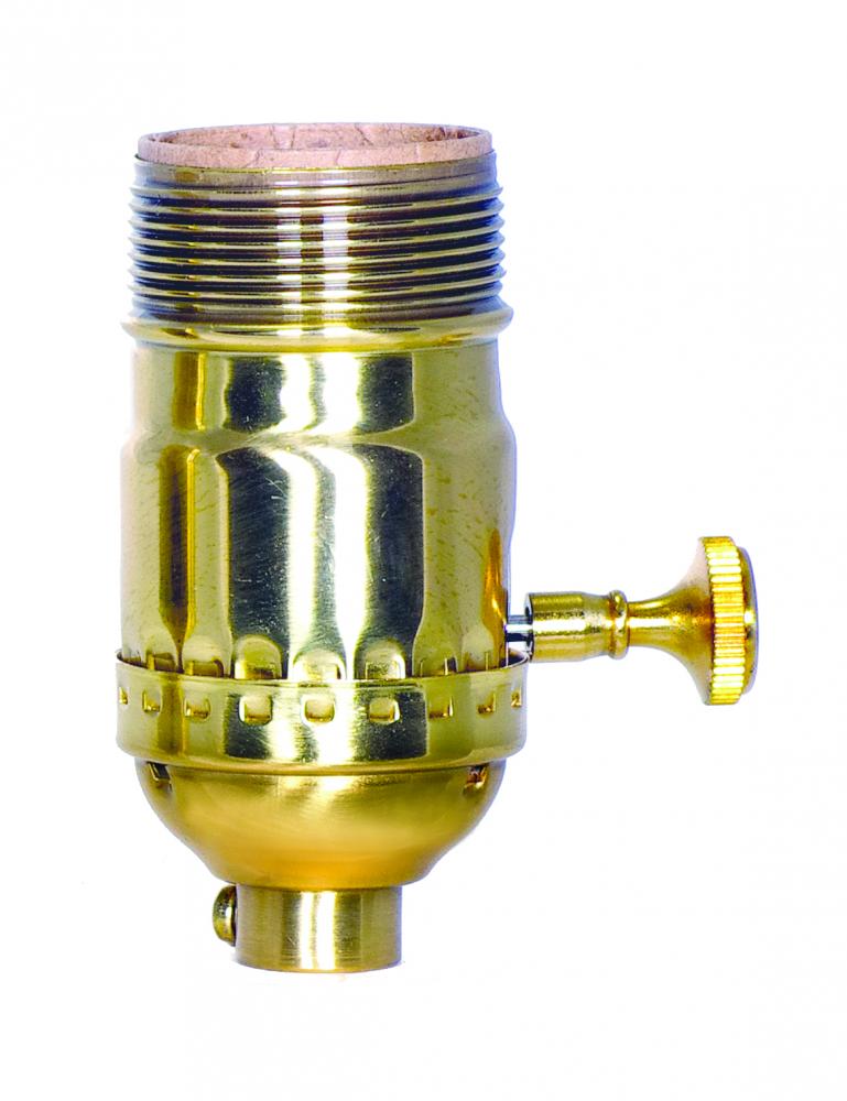 On-Off Turn Knob Socket With Removable Knob; 1/8 IPS; 3 Piece Stamped Solid Brass; Polished Brass