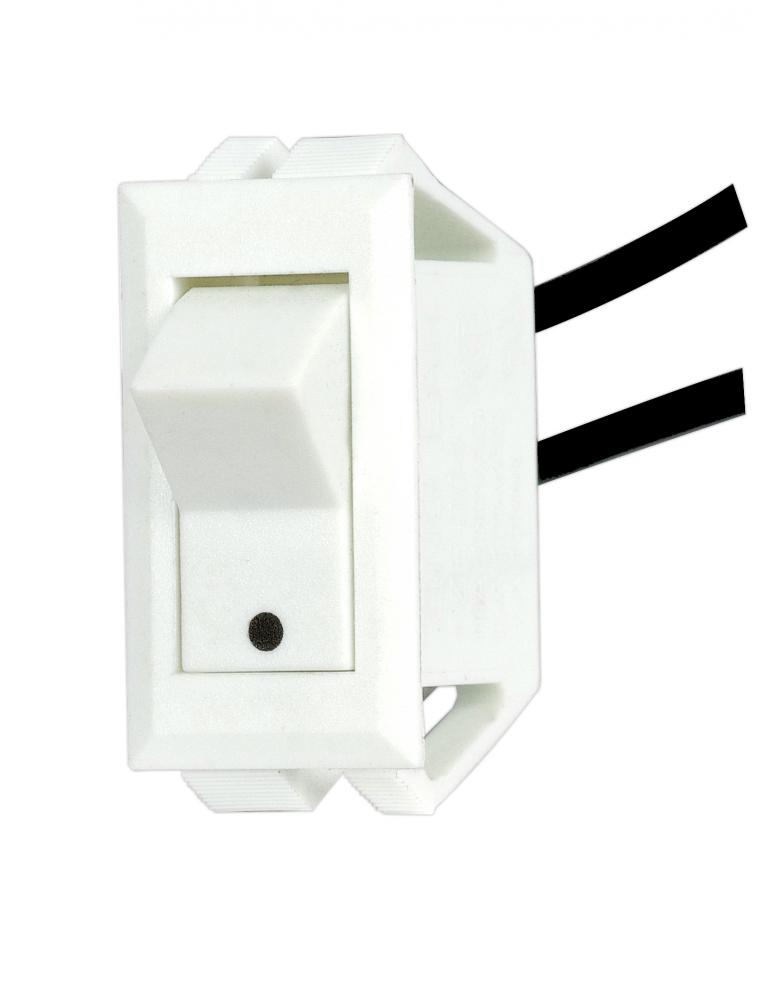 On-Off Phenolic Rocker Switch With White Dot; On-Off Function; White Finish; Snap Bushing; 6"