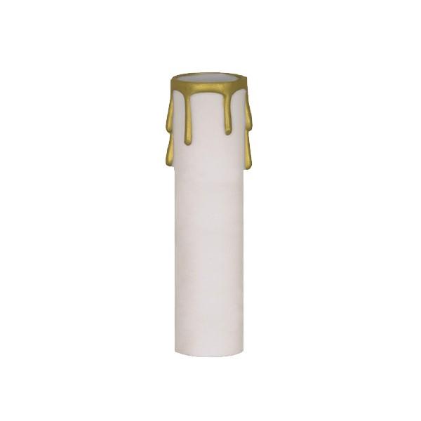 Plastic Drip Candle Cover; White Plastic With Gold Drip; 1-3/16" Inside Diameter; 1-1/4"