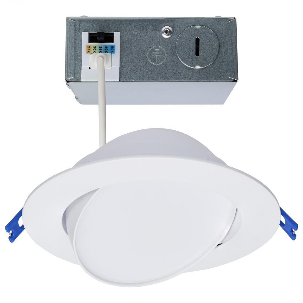 14 Watt; 6"; Directional Low-Profile Downlight; CCT Selectable; 120 Volt; White Finish