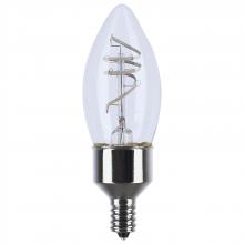 Satco Products Inc. S10523 - 4 Watt LED; Reminiscent; Flex Gray Coil Filament; B11; Candelabra Base; 2700K CCT; Clear; 120 Volt;