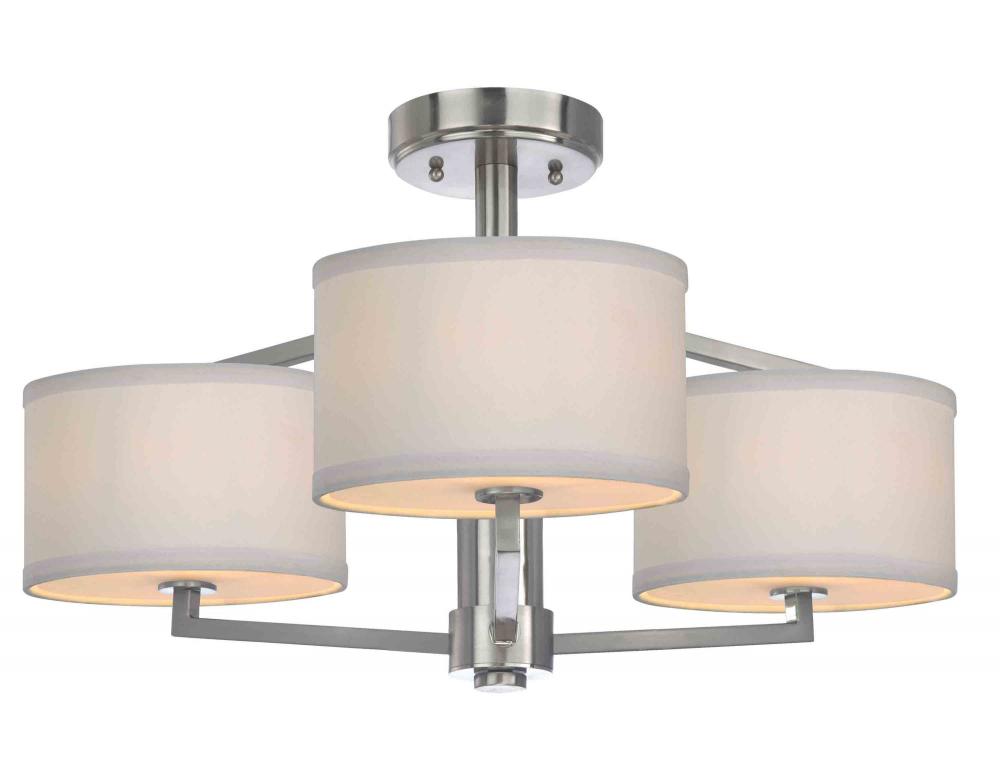 Monaco 3Lt Semi Flush Satin Nickel