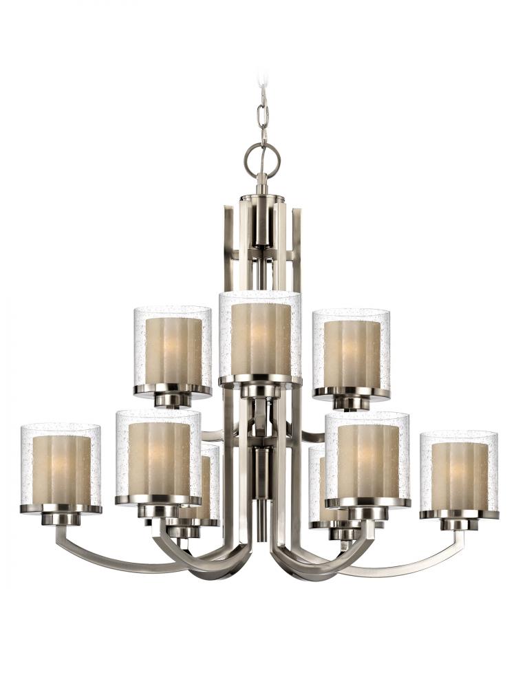 Horizon 9Lt 2 Tier Chandelier Satin Nickel