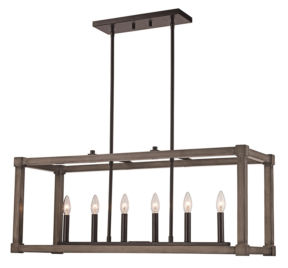 6LT PENDANT WOOD SQ CAGE-PC