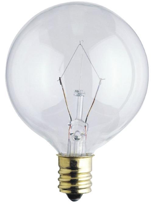 25W G16 1/2 Incandescent Clear E12 (Candelabra) Base, 120 Volt, Box