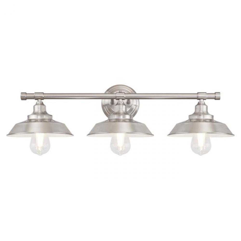 3 Light Wall Fixture Brushed Nickel Finish