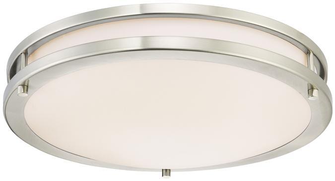 16 in. 23W LED Flush Brushed Nickel Finish White Acrylic Shade