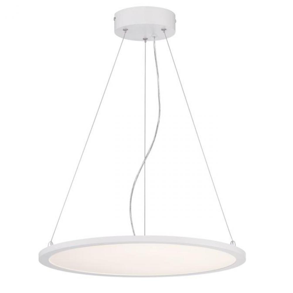 LED Chandelier Matte White Finish White Acrylic Disc