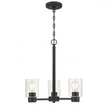 Westinghouse 6115400 - 3 Light Chandelier Matte Black Finish Clear Glass