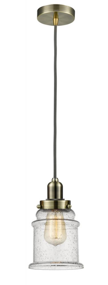 Whitney - 1 Light - 8 inch - Antique Brass - Cord hung - Mini Pendant