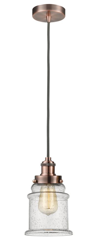 Edison - 1 Light - 8 inch - Antique Copper - Cord hung - Mini Pendant