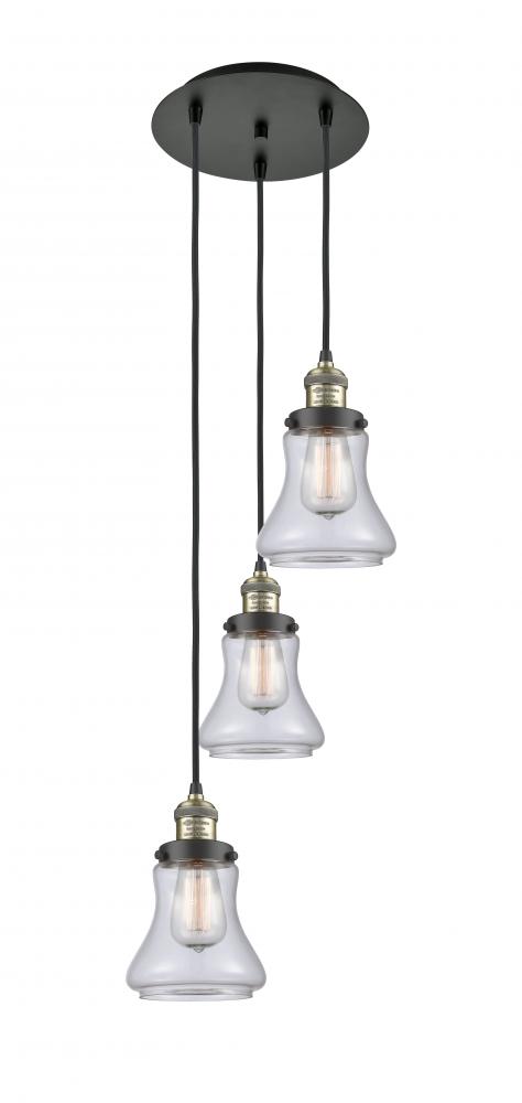 Bellmont - 3 Light - 13 inch - Black Antique Brass - Cord hung - Multi Pendant