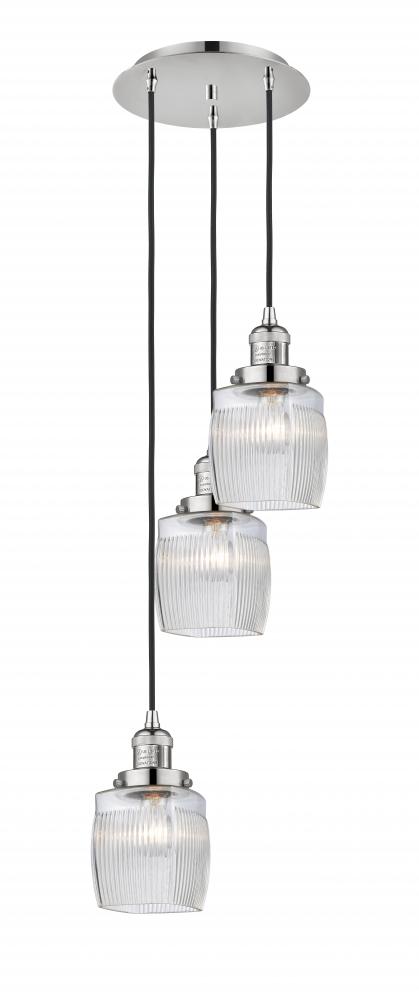 Colton - 3 Light - 12 inch - Polished Nickel - Cord hung - Multi Pendant