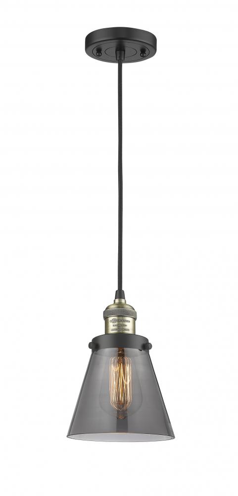 Cone - 1 Light - 6 inch - Black Antique Brass - Cord hung - Mini Pendant