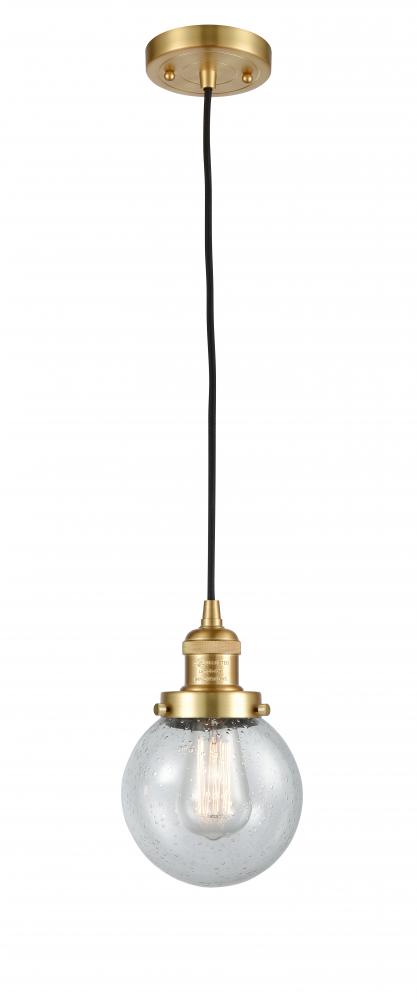 Beacon - 1 Light - 6 inch - Satin Gold - Cord hung - Mini Pendant