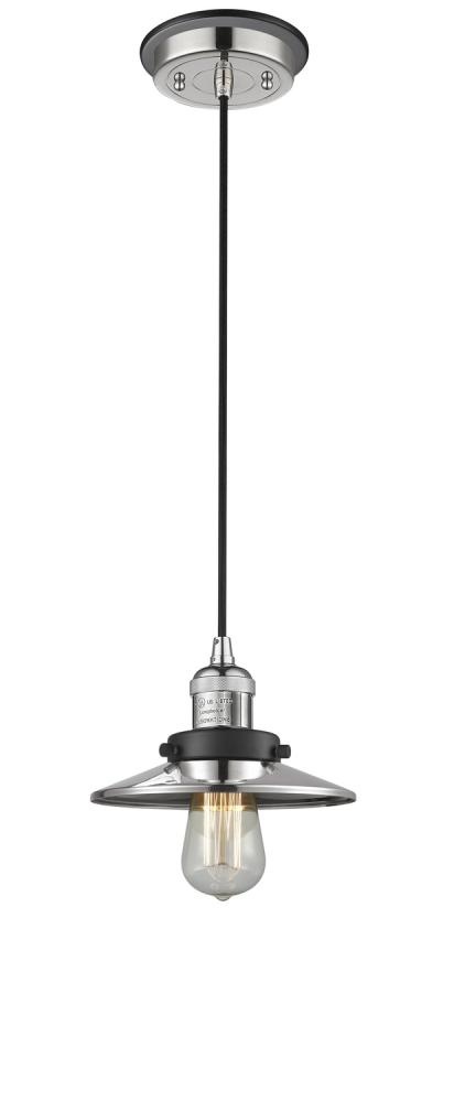 Railroad - 1 Light - 8 inch - Polished Nickel - Cord hung - Mini Pendant