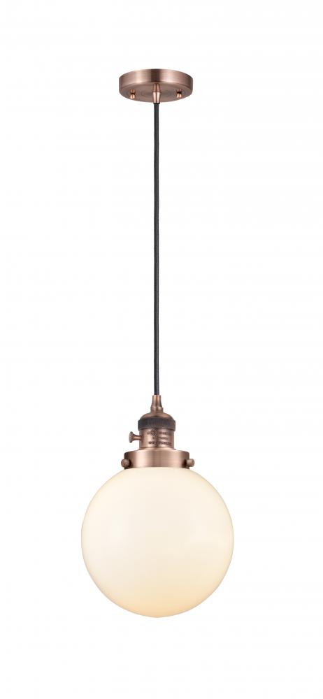 Beacon - 1 Light - 8 inch - Antique Copper - Cord hung - Mini Pendant