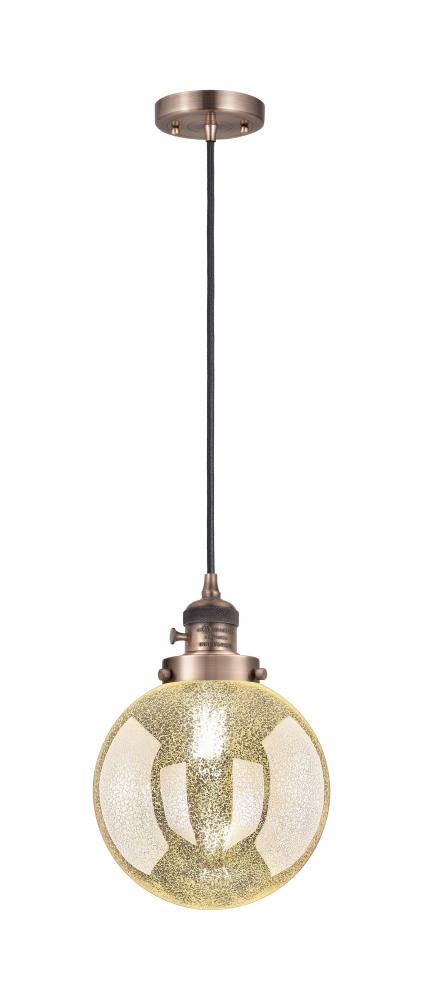 Beacon - 1 Light - 8 inch - Antique Copper - Cord hung - Mini Pendant