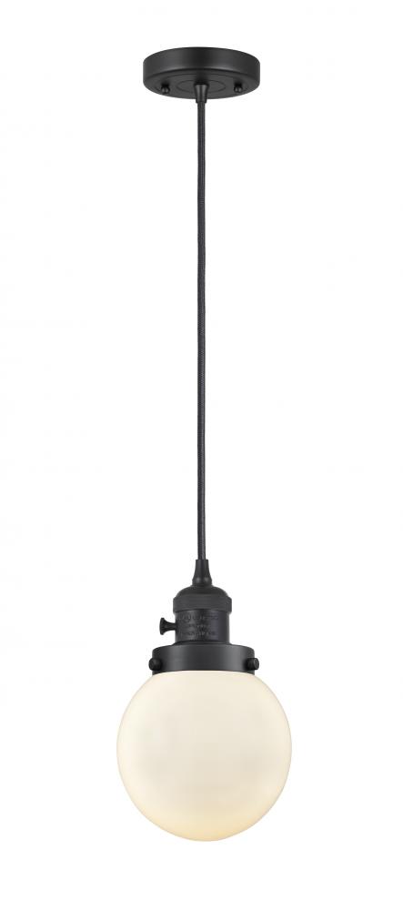 Beacon - 1 Light - 6 inch - Matte Black - Cord hung - Mini Pendant