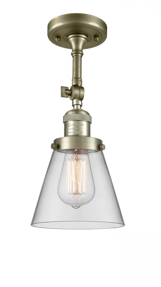 Cone - 1 Light - 6 inch - Antique Brass - Adjustable Semi-Flush Mount